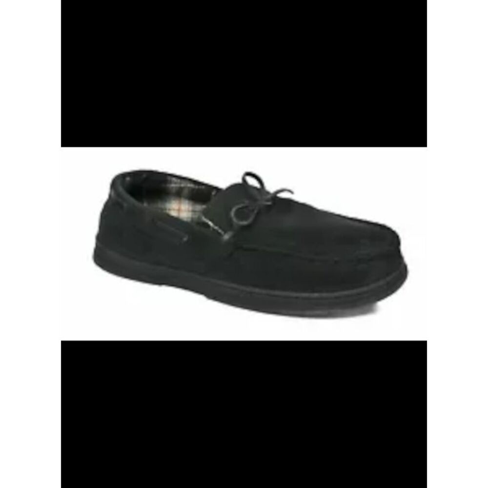 GOLD TOE Mens Black Indoor/Outdoor Sole Round Toe Lace-Up Moccasins S